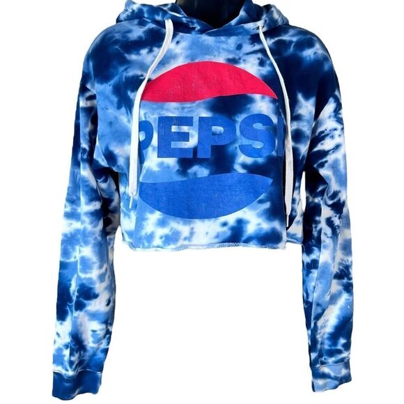 Pepsi Graphic Tie Dye Crop Hoodie - Picture 12 of 12